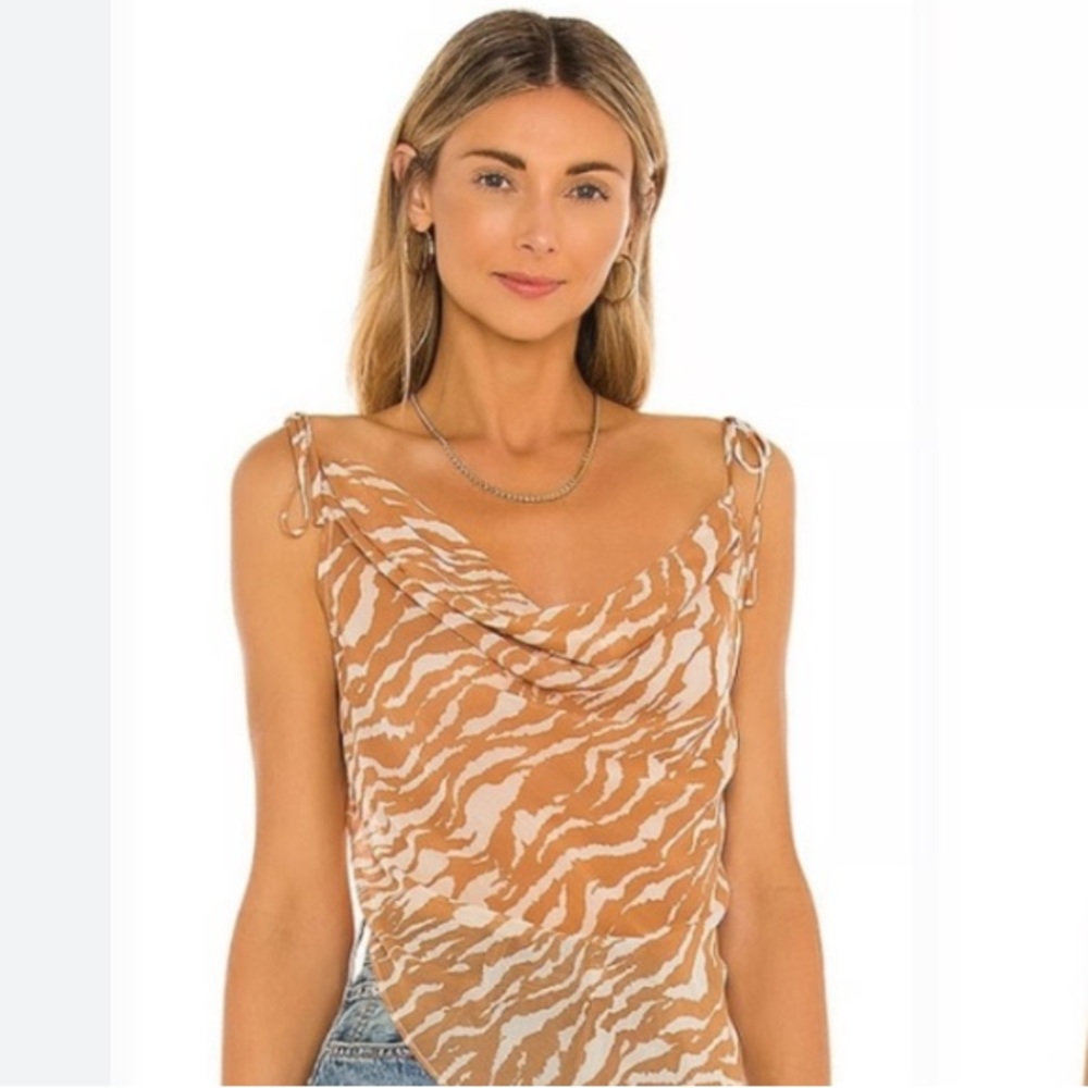Camila Coelho Tan Zebra Print Cami